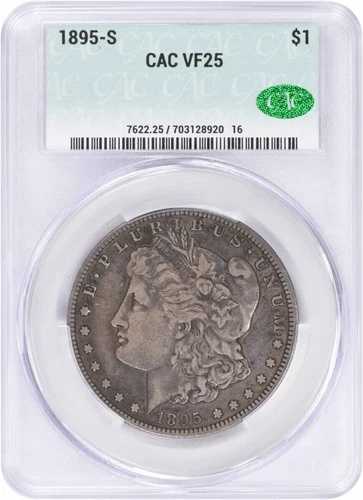 1895-S モルガン銀貨 VF25 CACG