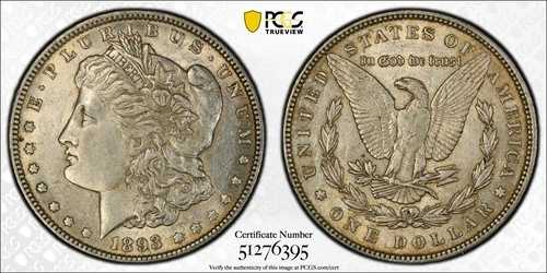 1893年 1ドル モルガン銀貨 - PCGS AU50