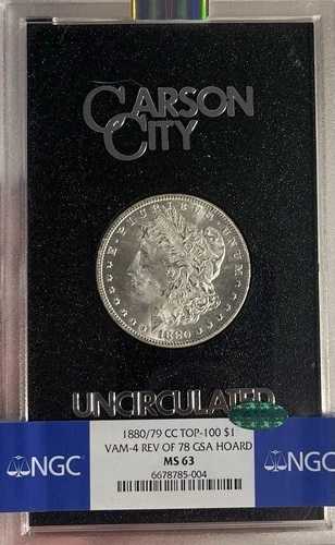 1880/79 CC GSA トップ100 Vam-4 Rev. 78 NGC & CAC MS63 モルガン銀貨