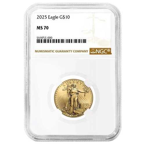 2025年 10ドル アメリカン ゴールド イーグル 1/4オンス NGC MS70 ブラウンラベル