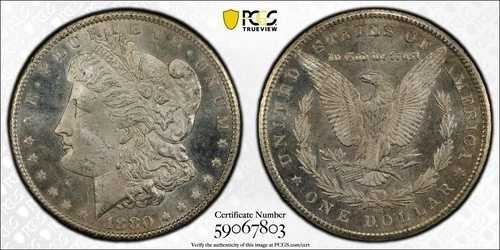 1880年製 モーガン銀貨 PCGS MS63 PL プルーフ仕様 希少 美品 鏡＆カメオ付き