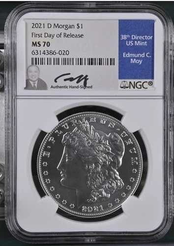 2021 D モルガン・ダラー 初日リリース NGC MS70 エドマンド・C・モイ Fdi 署名