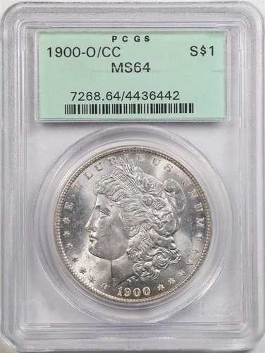 1900-O/CC 1ドル モルガン銀貨 MS64 PCGS 4436442 オールドグリーンホルダー