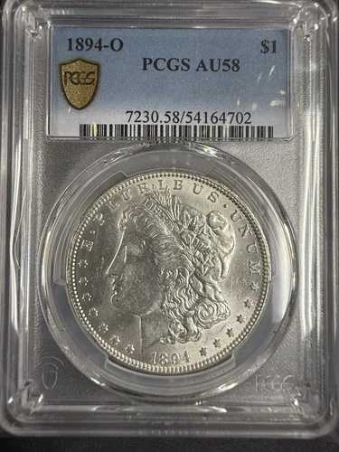 1894-O モルガン銀貨、AU58 PCGSゴールドシールド（10366）