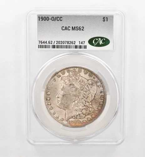 1900-O/CC モルガン銀貨 MS62 CAC CACg 美しい色調 *0485