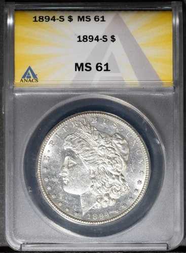 希少 1894-S 1ドル銀モルガンドル MS 61 ANACS # 7473349 + ボーナス|WORLD RESOURCE【QUEEN店】
