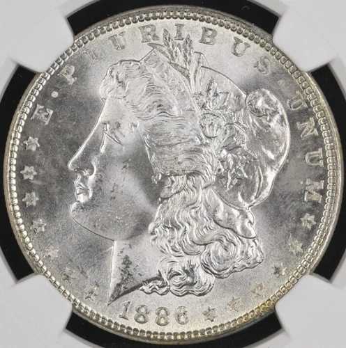 1886-P 1ドル モルガン・ダラー PCGS MS67 ホワイトジェム 魅力的なリバース周辺トーン付き｜WORLD RESOURCE【QUEEN店】