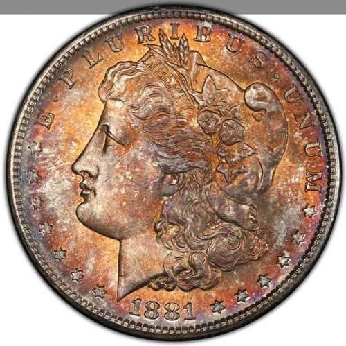 1881-S モルガン・ダラー PCGS MS66 - オレンジとマゼンタのファイアボール・ビューティー|WORLD RESOURCE【QUEEN店】