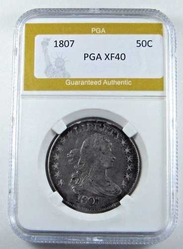 1807年 50セント ドレープバスト シルバーハーフダラー 40XF、光沢と色調良好 - #89601D/EB0-2｜WORLD RESOURCE【QUEEN店】 308,880円