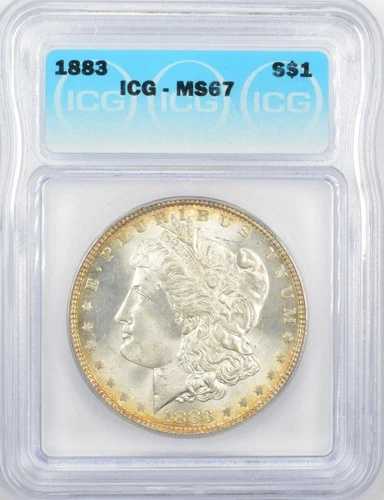 1883 年 モーガン シルバー ダラー $1 - ICG MS67 - 非常に美しい光沢 / 色調!!|WORLD RESOURCE【QUEEN店】