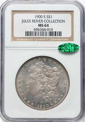 1900-S モルガン銀貨 NGC MS64 CAC ジュール・レイバー・コレクション ガンメタル フロスト|WORLD RESOURCE【QUEEN店】