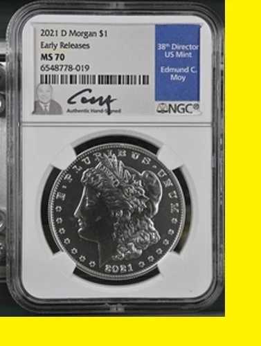 2021 D モルガン ダラー アーリーリリース NGC MS 70 エドマンド C. モイ署名 ポップ 30|WORLD RESOURCE【QUEEN店】