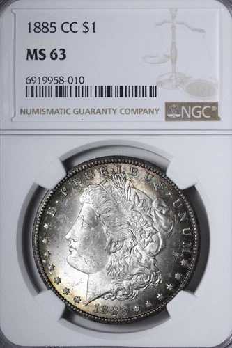 BU 1885-CC モルガン銀貨 NGC MS63 非常に美しいコイン、美しい色調！KWLLZ