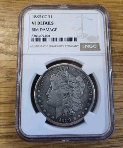1889-CC モルガン銀貨 $1 VF 詳細 縁の損傷 カーソンシティ 主要日付