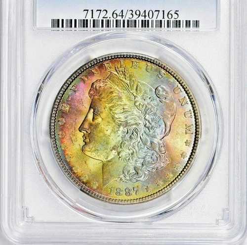 1887年 モルガン・ダラー PCGS MS-64 1ドル銀貨 カラートーニング 318,285円