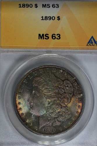1890 $1 MS 63 ANACS、モーガンシルバー $1 ミスリバティヘッド 322,740円