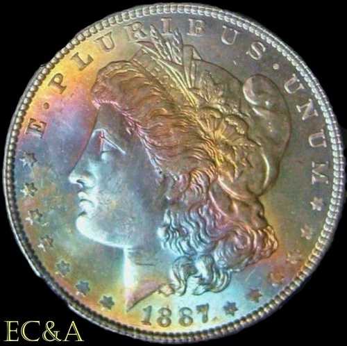 1887 NGC MS64 スター モルガン ドル コイン レインボー カラフル トーニング トーン加工 オファー｜WORLD RESOURCE【QUEEN店】