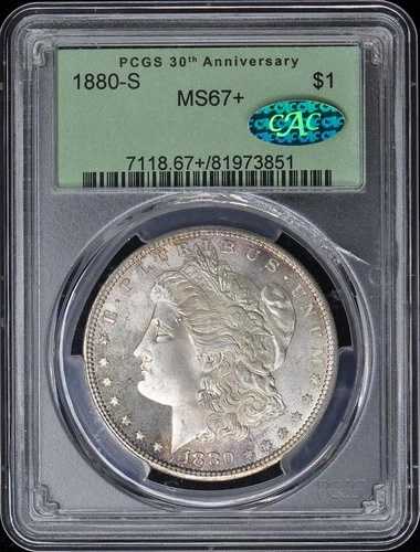 1880-S 1ドル モルガン・ダラー PCGS MS67+ (CAC)