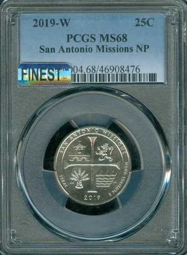 2019 W サンアントニオ クォーター PCGS MS68 MAC 最高品質 & 汚れなし ゴージャス 76 。