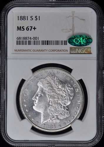 1881-S モルガン・ダラー S$1 NGC MS67+ (CAC)｜WORLD RESOURCE【QUEEN店】