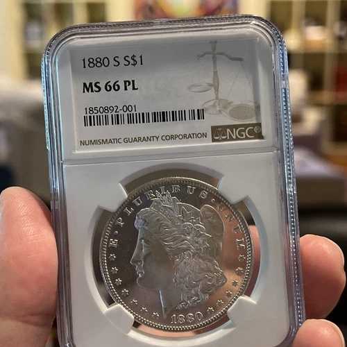 1880-S 1ドル モルガン銀貨 NGC MS66 PL トゥルーディープカメオ DMPL レア