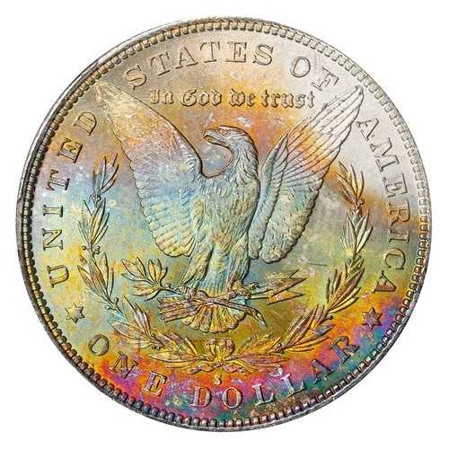 1879-S MS63 PCGS モーガン銀貨！レインボーカラーのトナーコイン、オファーをお待ちしています｜WORLD RESOURCE【QUEEN店】