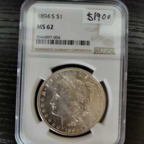 1894-S 1ドル モルガン銀貨 NGC MS62 **より良い日付**