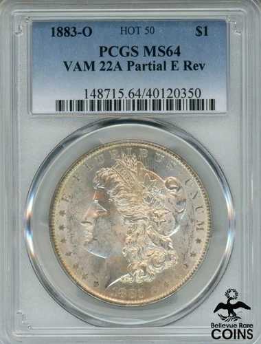1883-O 米国モルガン ドル コイン PCGS MS64 VAM 22A 部分 E Rev HOT 50!