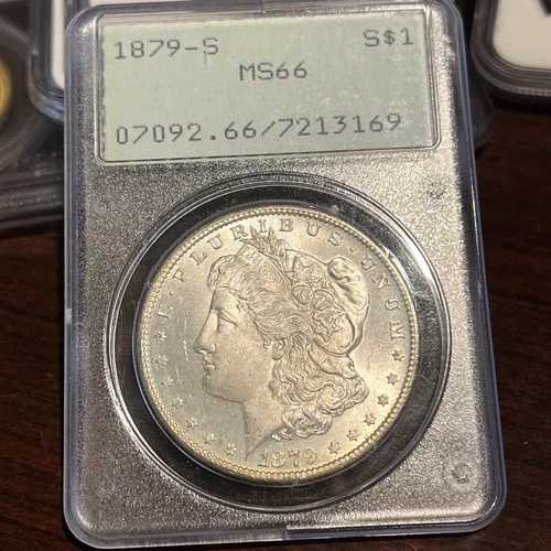 1879-S モーガン シルバードル S$1 PCGS MS66 オールドグリーンホルダー OGH ラトラー！ 68年製