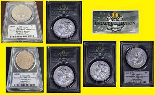 2021 D CC O モルガン・ダラー PCGS MS 70 アドバンスド・リリース アニバーサリー・ポップ 100BOX COA