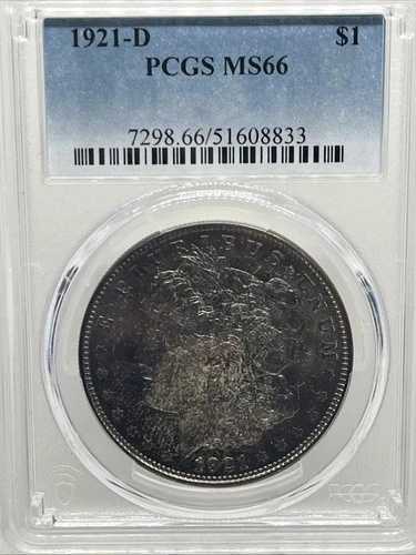 1921-D 1ドル モルガン・ダラー PCGS MS-66 青みがかった色調