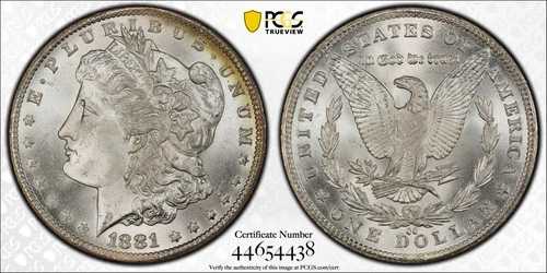 1881-CC $1 PCGS MS66 CAC モルガン銀貨 44654438