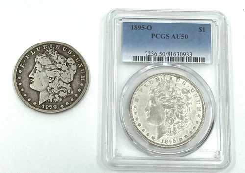希少、主要日付____1878-CC カーソンシティ、1895-O PCGS AU 50 モルガン銀貨