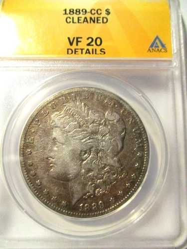 1889-CC モーガン シルバー ドル ANACS VF20 「キー デート」