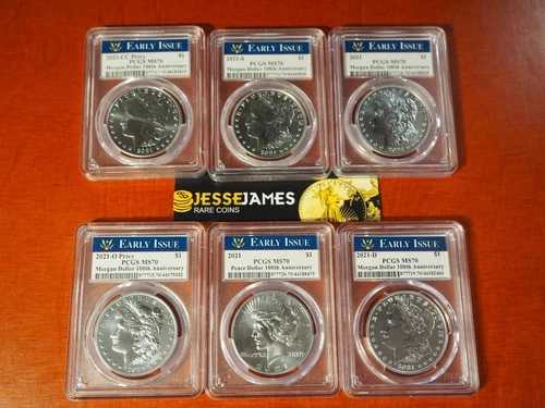 2021年 1ドル シルバー モーガン&ピース ドル PCGS MS70 フル6コインセット CC&O プライベート D S|WORLD RESOURCE【QUEEN店】