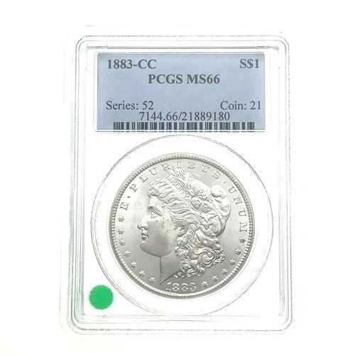 1883-CC 1 ドル銀モルガン ダラー、PCGS により MS66 高グレードと評価!