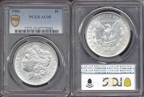 1901年 $1 PCGS AU55 - PQ ホワイト ミント ラスター モルガン ダラー++