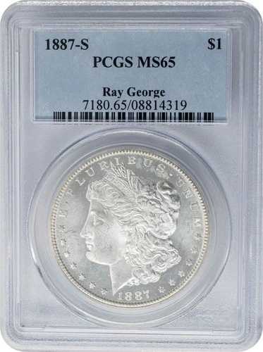 1887-S モルガン銀貨 $ MS65 PCGS 950573-76