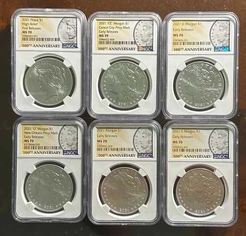 2021年 モルガン＆ピース シルバーダラー 6枚セット NGC MS70 OGP＆COA付き｜WORLD RESOURCE【QUEEN店】