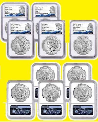2021年 モルガン＆ピース 100周年記念 5枚セット NGC MS 70 発行初日 ブルー Rbn｜WORLD RESOURCE【QUEEN店】
