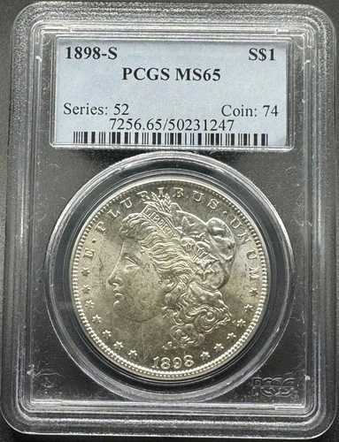 1898-S モーガン シルバー ドル PCGS OGH MS65 12XXXB25