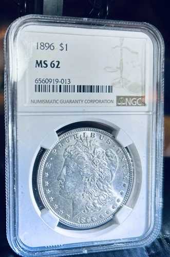 1896年 $1 ANACS MS 62 モルガン銀貨、ミス・リバティ・ヘッド・ドル、$1｜WORLD RESOURCE【QUEEN店】