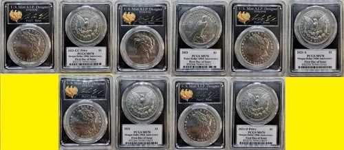 2021年 モーガン・ピース シルバードル 5枚セット PCGS MS 70 初日 AIP バランス 400,400円
