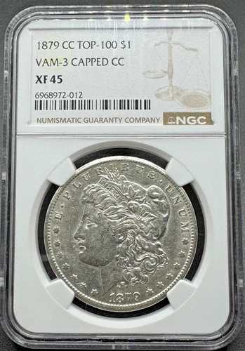 1879-CC トップ100 モルガン シルバー ドル VAM-3 キャップ付き CC NGC XF45 01XXIA26