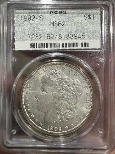 1902年製 モルガン銀貨 PCGS ドイリーホルダー MS-62