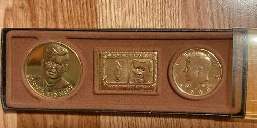 1980年米国50セント硬貨セット ジョン・F・ケネディ 24金貨 - ケース未開封