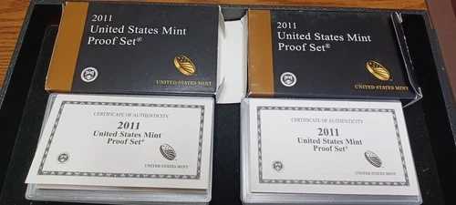 2011年米国プルーフセット（2個）のロット。箱と品質証明書付き。