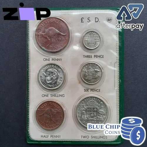 1966年 UNC BP 記念品 グリーンウォレット プレデシマル コイン6枚セット