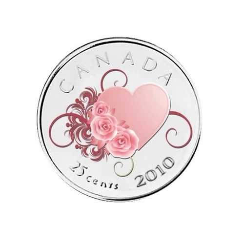 結婚式 結婚 2010 カナダ 7コインギフトカードセット $2 ユニーク 25セント、$1、50セント、10セント、5セント、1セント