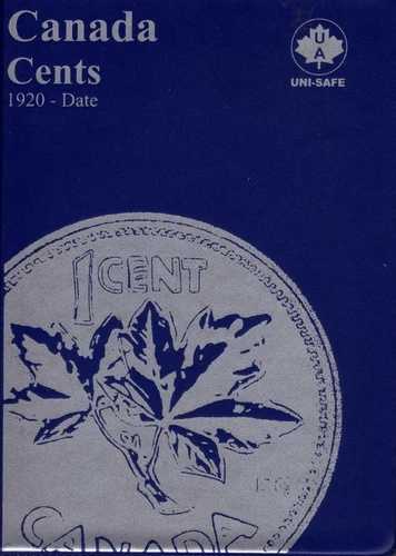 カナダ小セント硬貨セット（1920-2012年）UNI-SAFEフォルダー入り、セミキー付きRJ